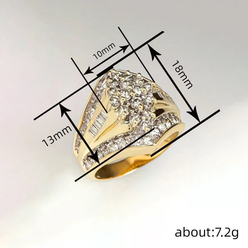 Geometric copper ring with gold electroplated finish showing palace style detailing