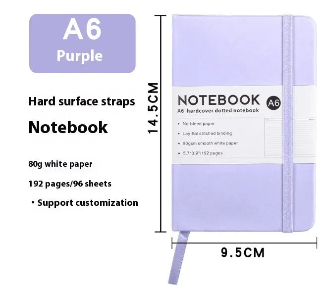 A5 PU leather strap diary with horizontal line pages in various colours including Marble Black and Skin Feeling Cyan