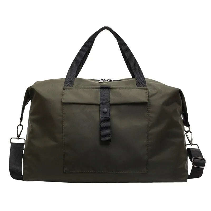 One-shoulder travel bag in grey, black or green with 36-55 litre capacity and Oxford cloth construction