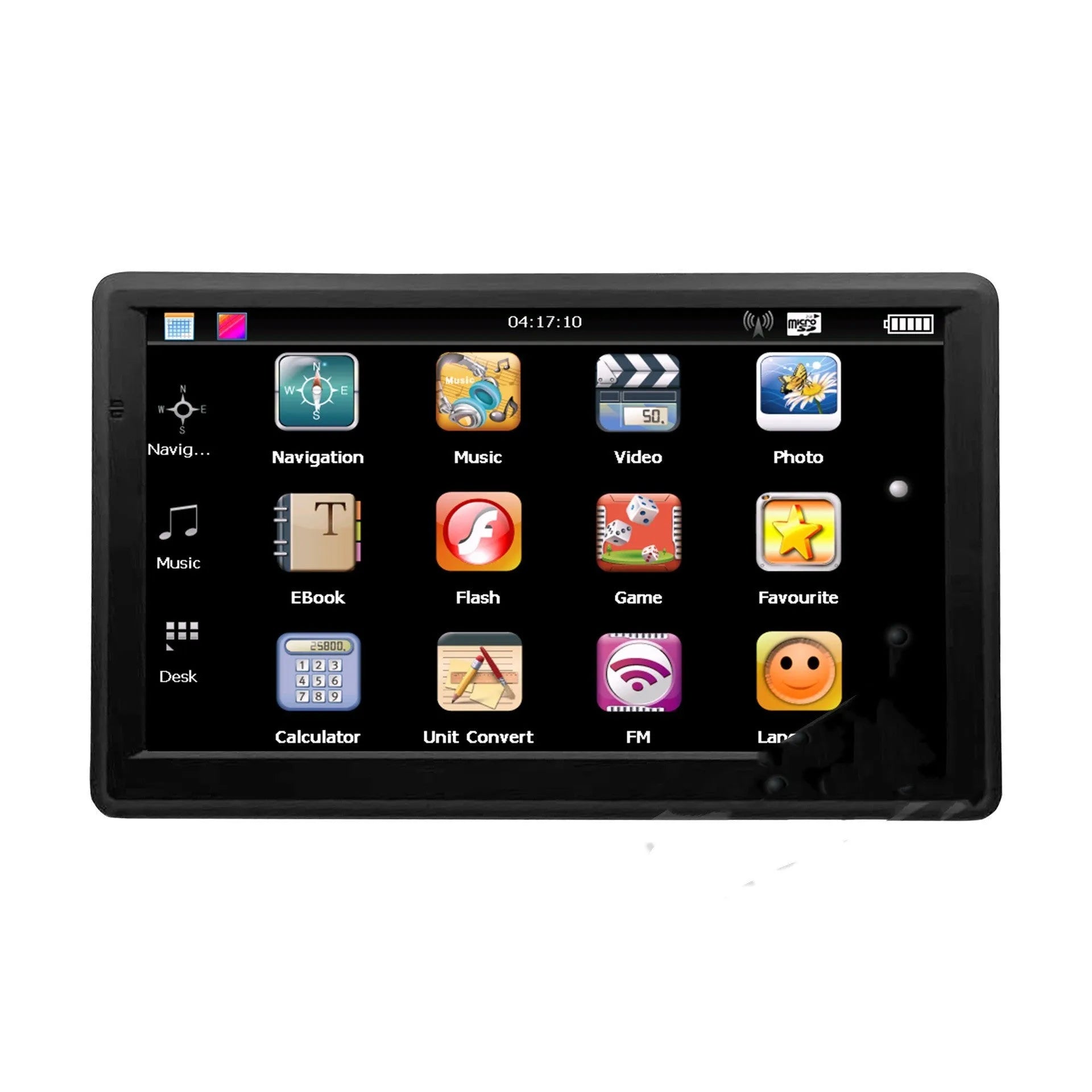 Car GPS navigation device with 7-inch HD screen on dashboard, showing map of Europe