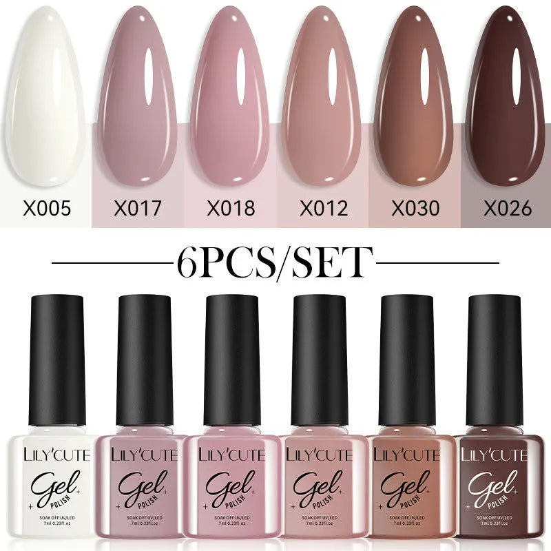 UV gel nail polish set with 20 glitter colours in 7ml bottles
