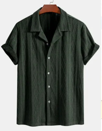Men's loose-fit cardigan in polyester fibre, short sleeves, available in black, green, white, sizes S to 6XL