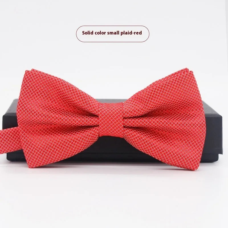 Men's solid colour bow tie with flat head design measuring 12 by 6 centimetres