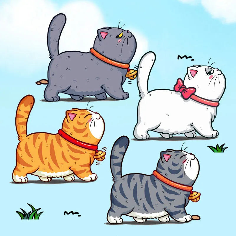 Climbing cats car sticker showing five cats walking pattern on waterproof PVC material
