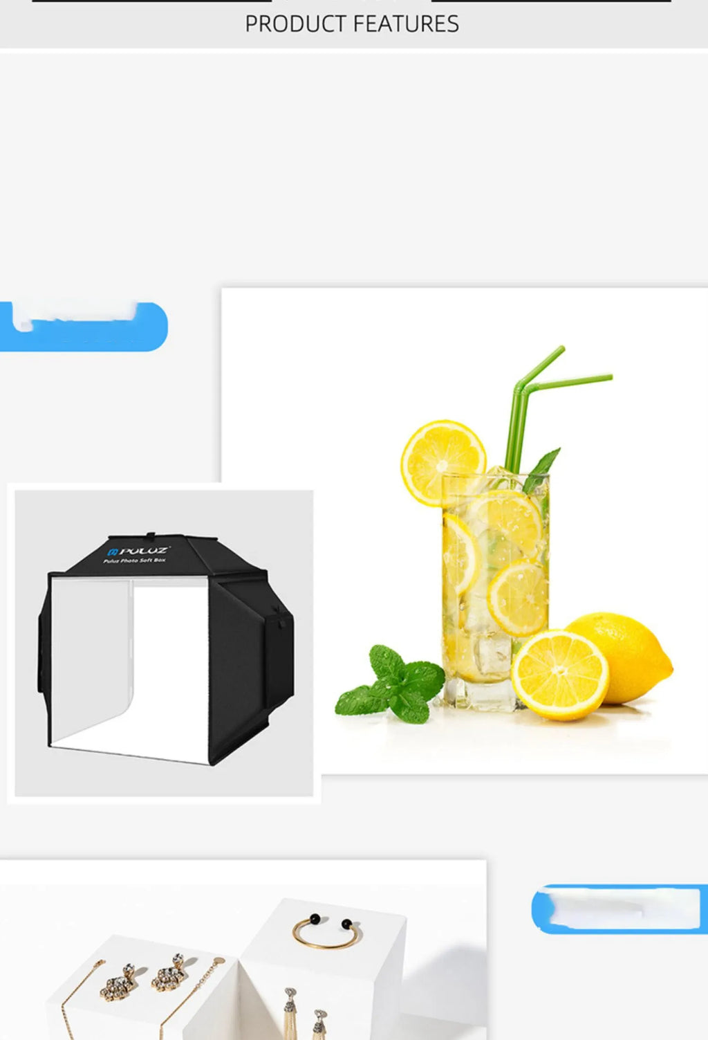 40cm foldable LED photo light box with 600D nylon cloth, 5500K and Ra>95, for small product photography