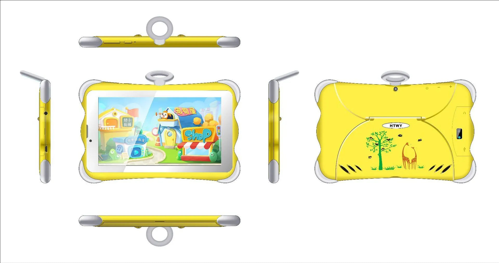 7-inch children's learning tablet in cartoon colours with stand and 3G call function