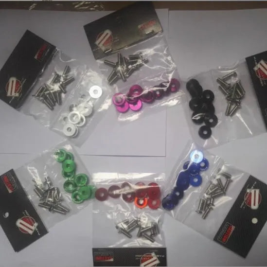Car modification gasket screw and washer kit with 10 pieces in multiple colour options