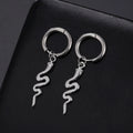Gold plated stainless steel snake-shaped vintage earrings with detailed scale patterning and clip back closure