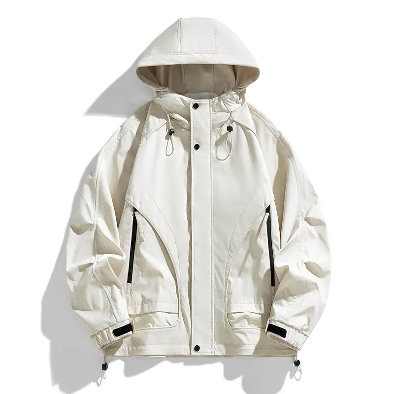 Loose fit rabbit fur modal hooded jacket in youth style with zipper pockets