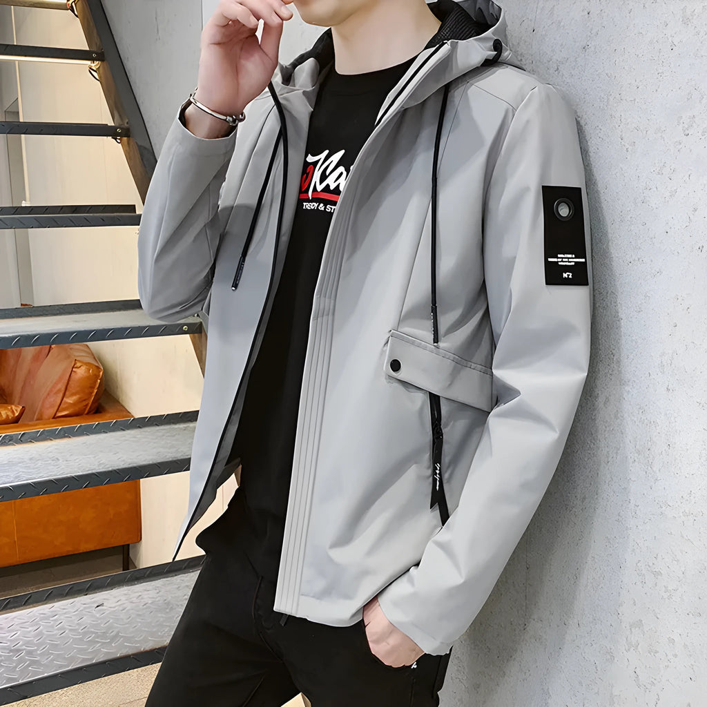 Men's chemical fibre blend jacket in black, green or grey, sizes L to 4XL