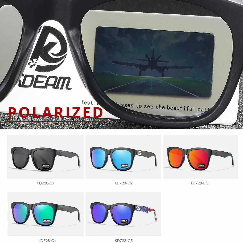 Black polarised sunglasses with TAC lenses for UV protection during driving and fishing