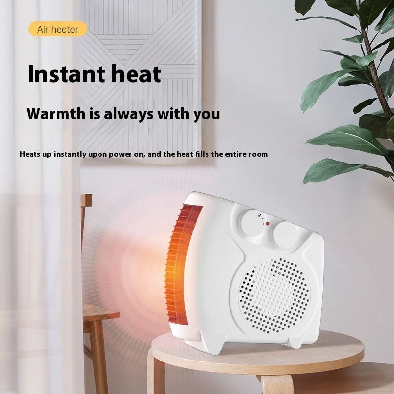 White compact electric heater with adjustable power settings for small rooms under 10 square metres