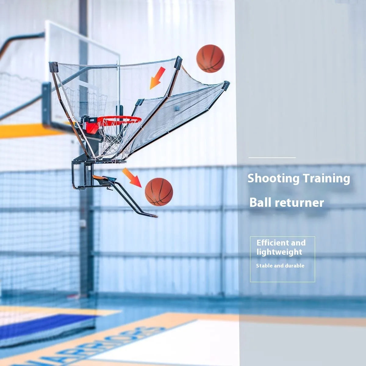 Basketball training ball return with cowhide and iron construction, hanging for portable shooting practice