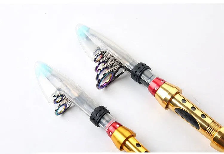 Carbon fibre telescopic spinning fishing rod for sea fishing with metal or foam handle, 2.1m to 3.6m