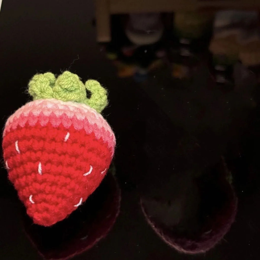 Plush strawberry pendant keychain in pink or red colour