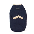 Contrast colour two-leg wool pet sweater for a small dog in Crown Blue.