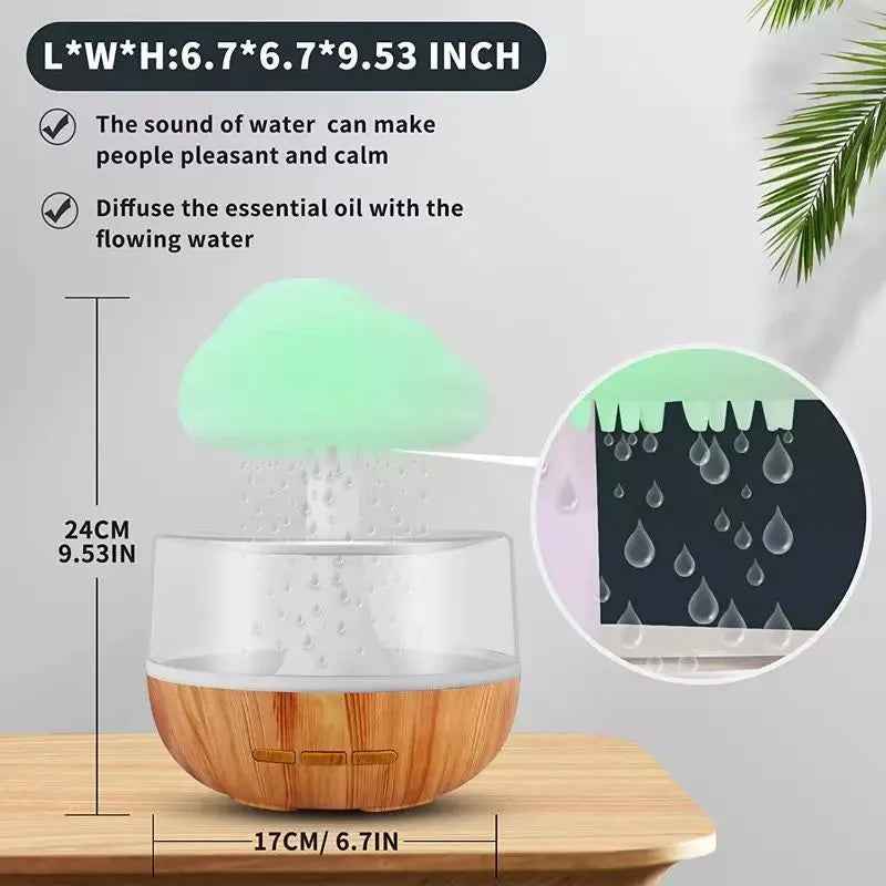 Raining cloud design desk humidifier and mushroom night light with aromatherapy diffuser