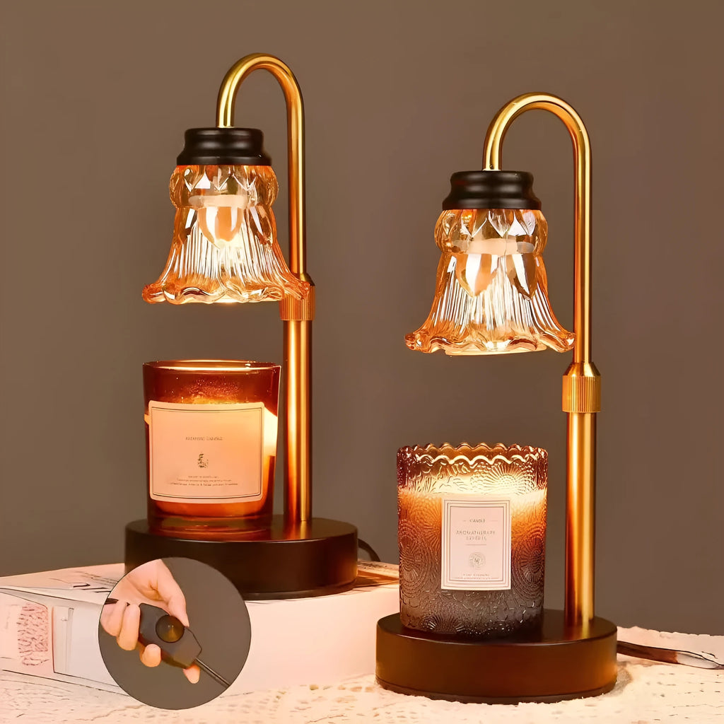 Bamboo holder electric wax melting lamp for aromatherapy, 30.5 cm tall with universal voltage.