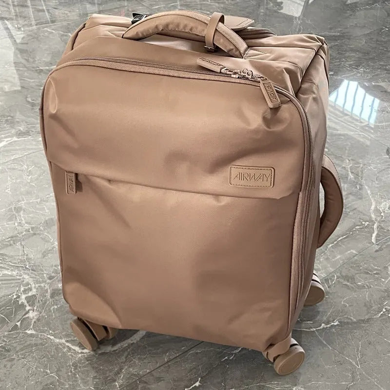 Ultra-light waterproof Oxford cloth suitcase in bluestone green with universal wheels and antimicrobial lining