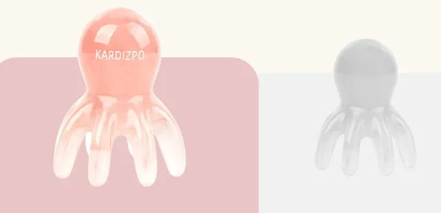 Pink natural resin octopus massage comb for facial tension relief with storage bag