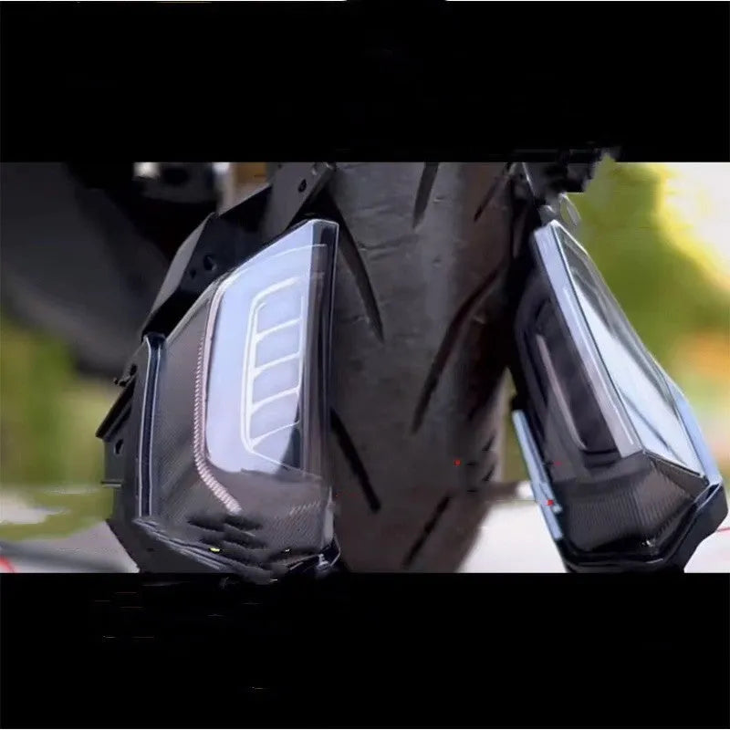 NMAX155 LED turn signal light in blue yellow colour option showing front and side views