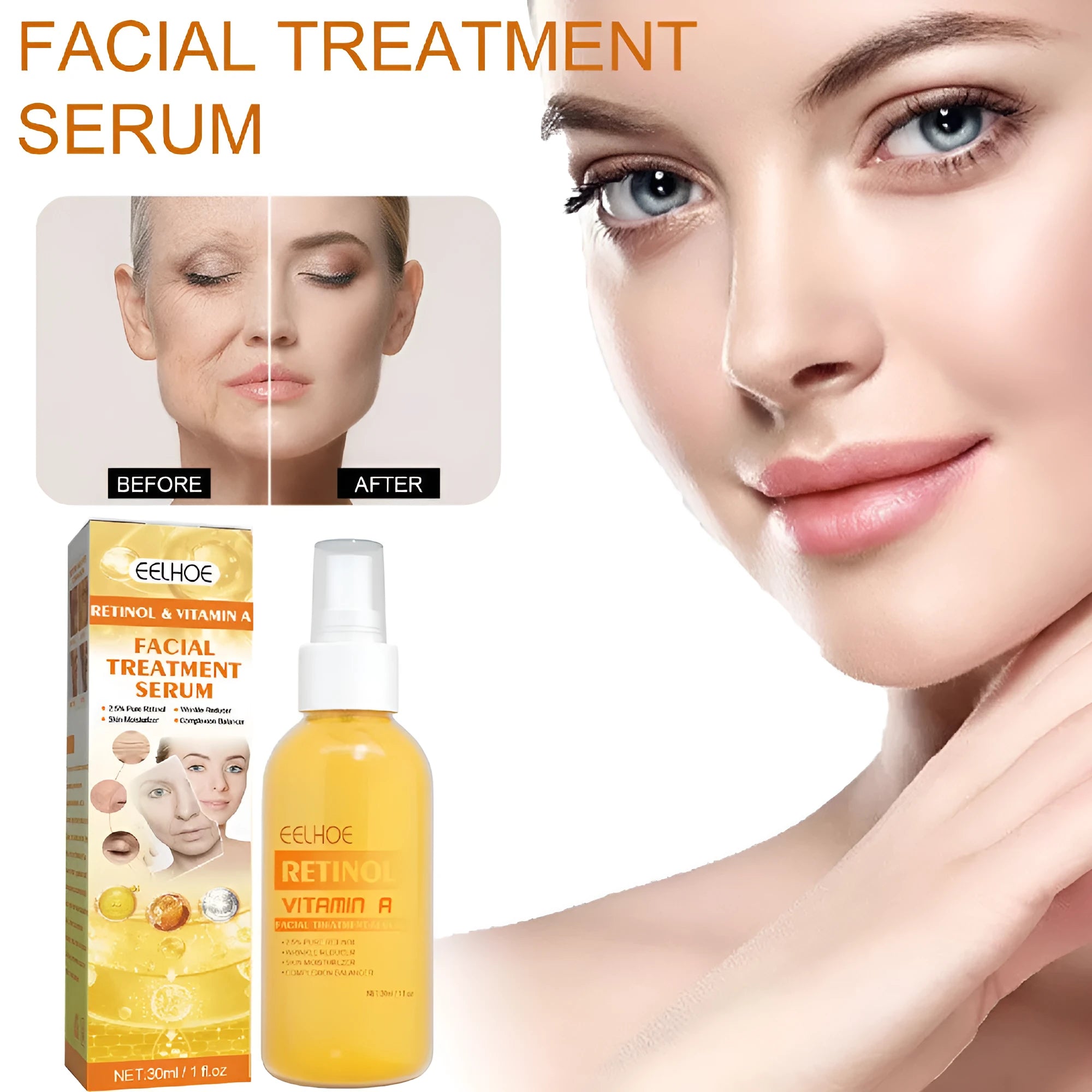 30ml retinol anti-wrinkle essence spray in boxed packaging for skin elasticity and fine line reduction