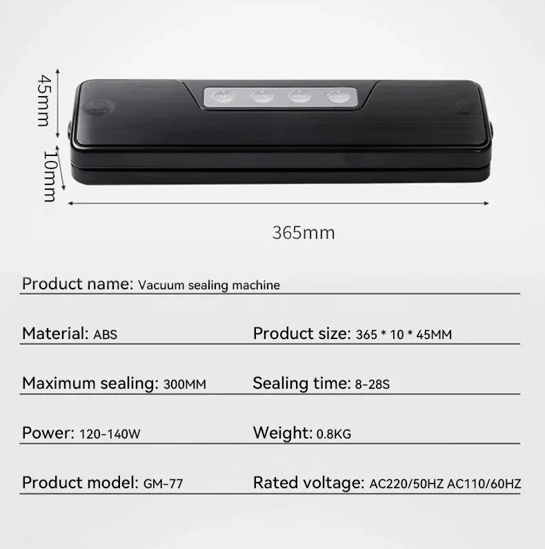 White automatic vacuum sealer machine with compact design for kitchen food preservation