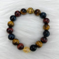 Natural tiger eye loose round beads long chain bracelet with Maillard styling measuring 18cm