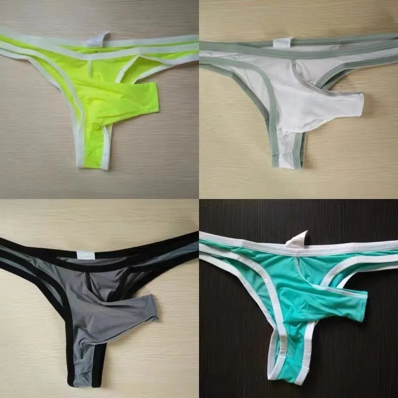 Men's Ice Silk briefs with elephant nose design in seven colours including army green and sky blue