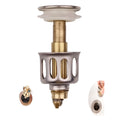 White copper kitchen sink strainer filter with press bounce anti-blocking mechanism