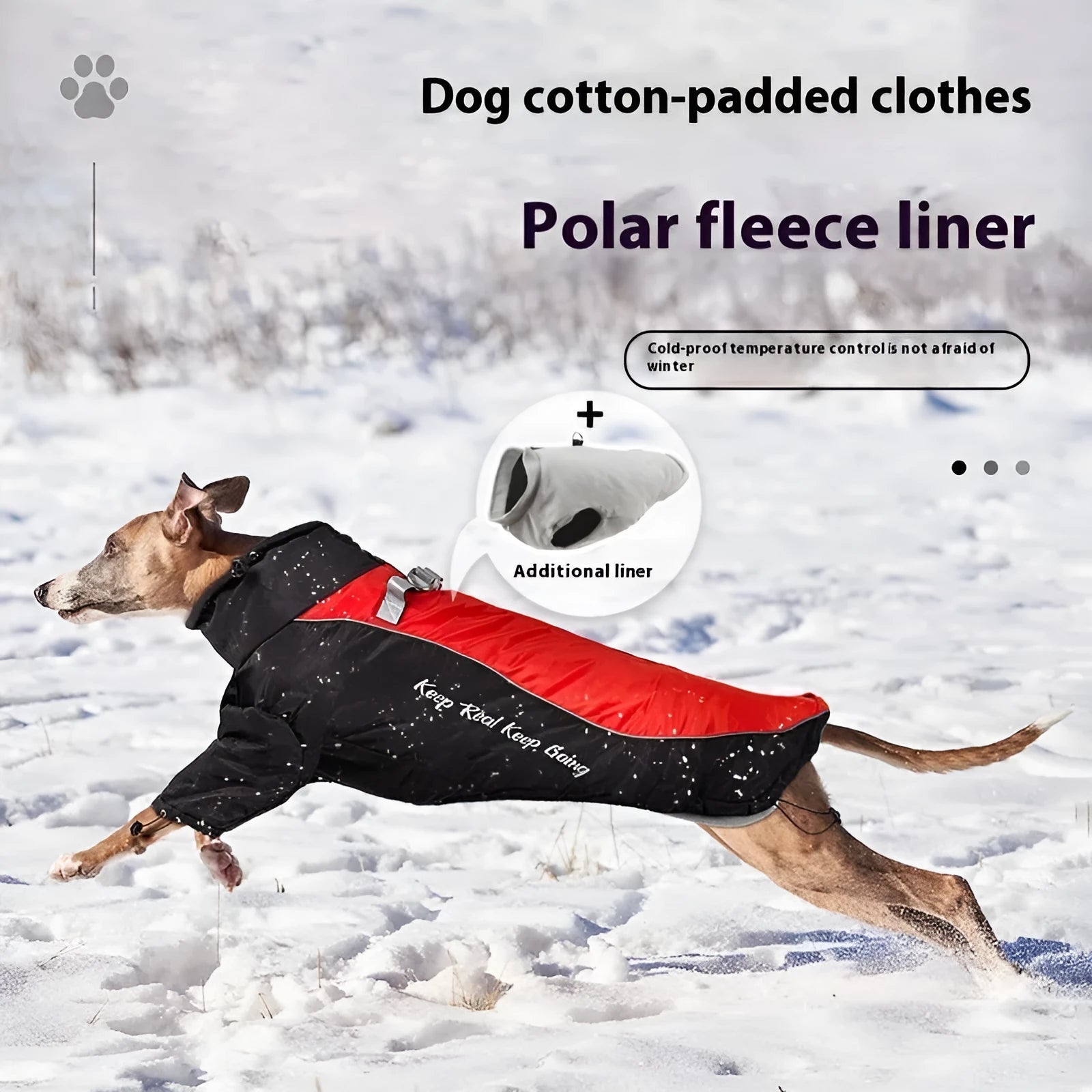 Polar fleece liner dog jacket in multiple colours for sizes XL through 6XL