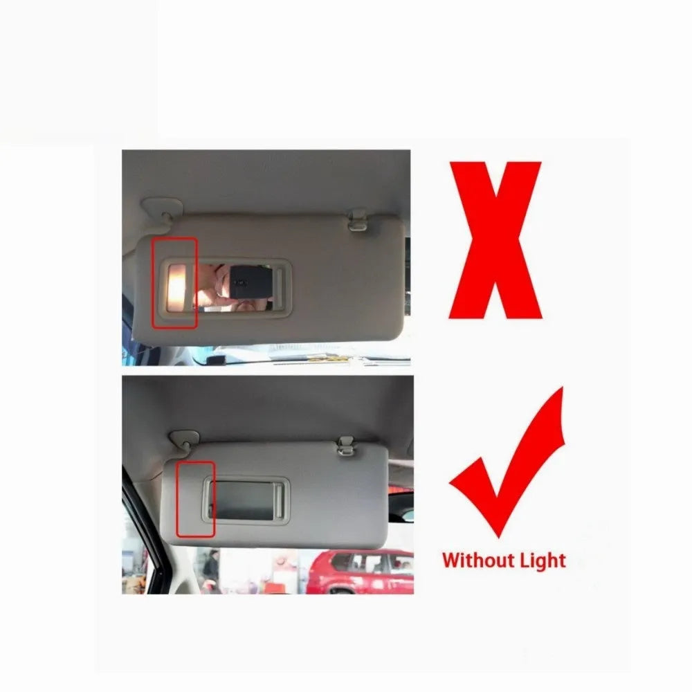 Beige sun visor with cosmetic mirror for Nissan Lida 2005-2012 measuring 43x23x8cm