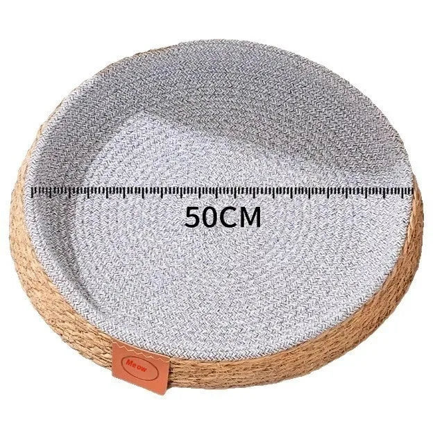 Woven rattan cat bed or nest for pets, shown in one of four available sizes