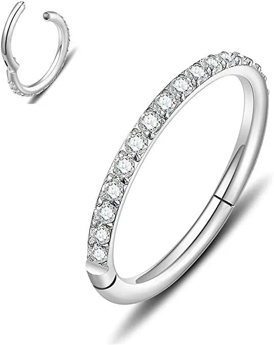 Stainless steel seamless nose ring in round shape with electroplated colour options, showing size variations