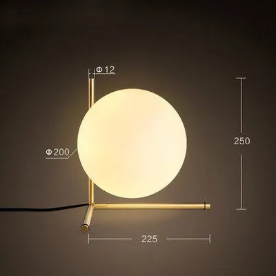 Glass ball table lamp with 12W white or warm light, 220V socket power and EU or US plug option