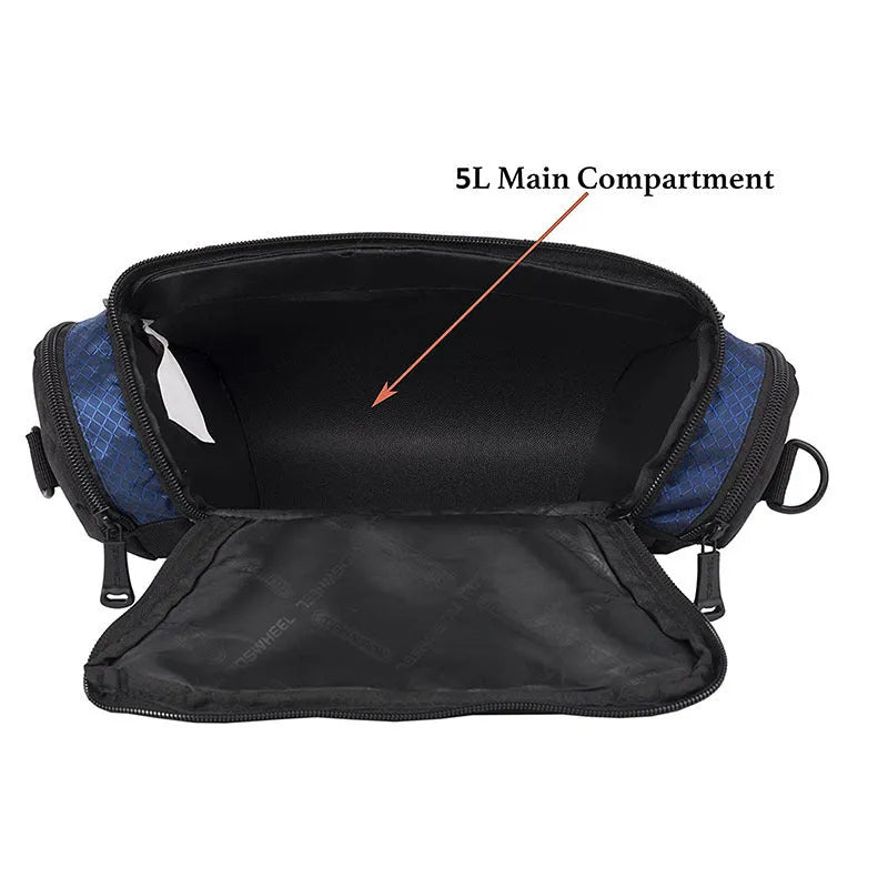 Canvas mountain bike handlebar bag, front beam bag, 32x11x17cm, navy blue or silver grey