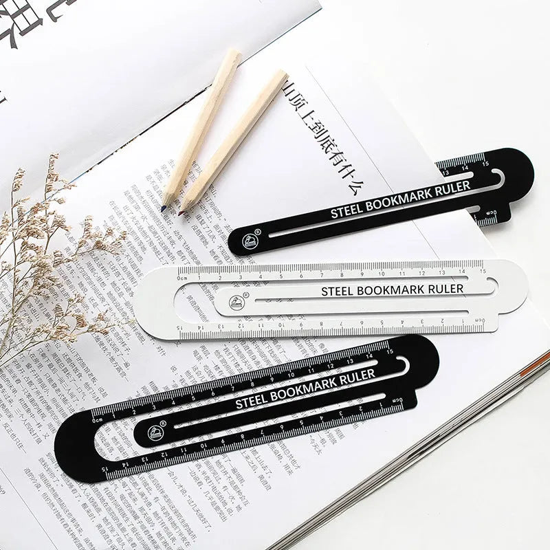 Black and white two-sided 12 cm manganese steel ruler for precise measuring