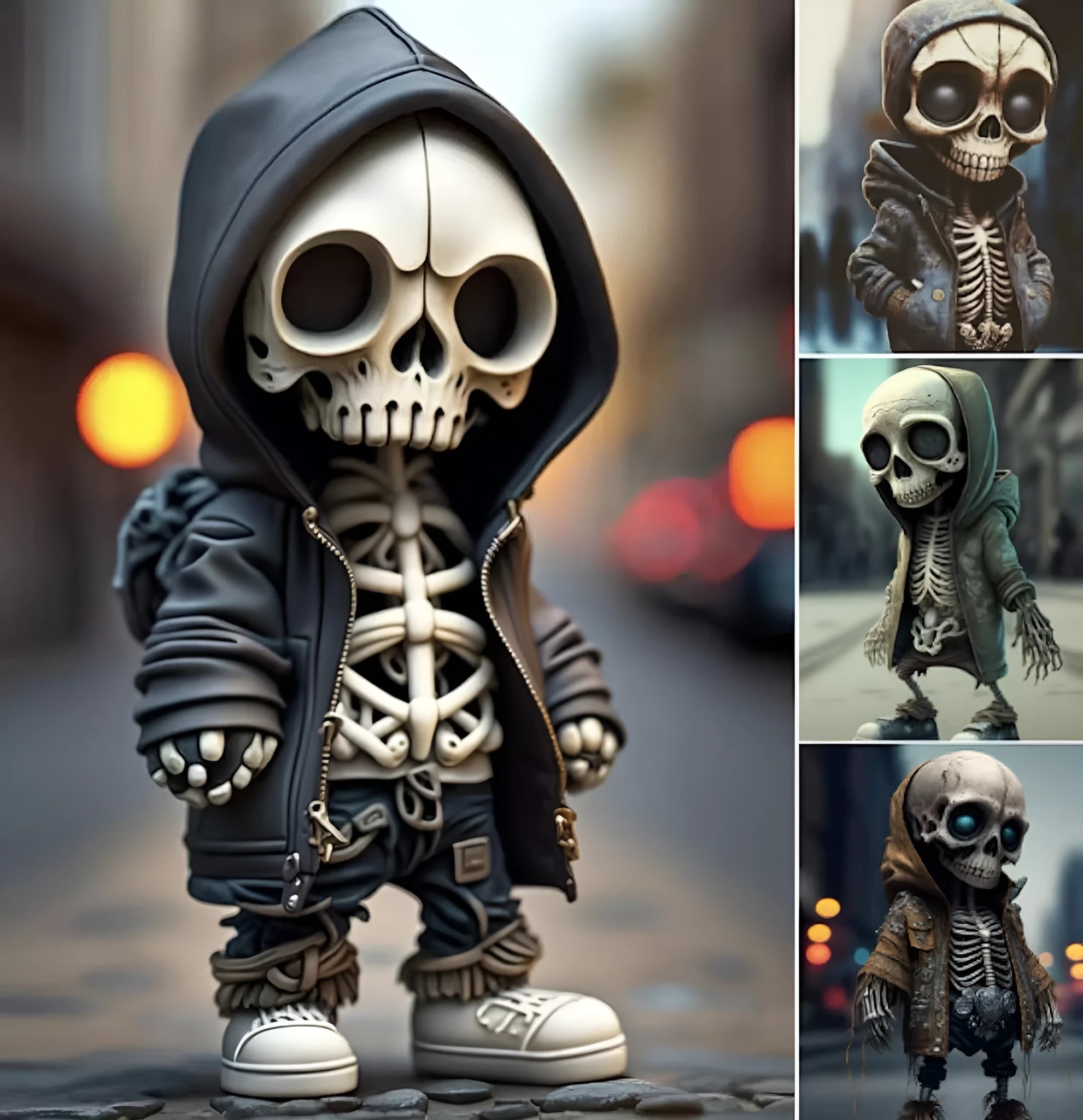 Cool resin skeleton figurine ornament measuring 15cm tall, in American style design for home decor.