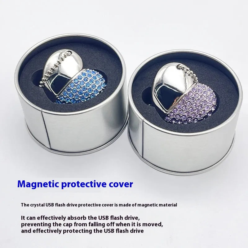Heart-shaped USB flash drive with brick-inlaid pattern and metal shell in multiple colours