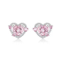 Women's white gold tone heart stud earrings with electroplated copper construction