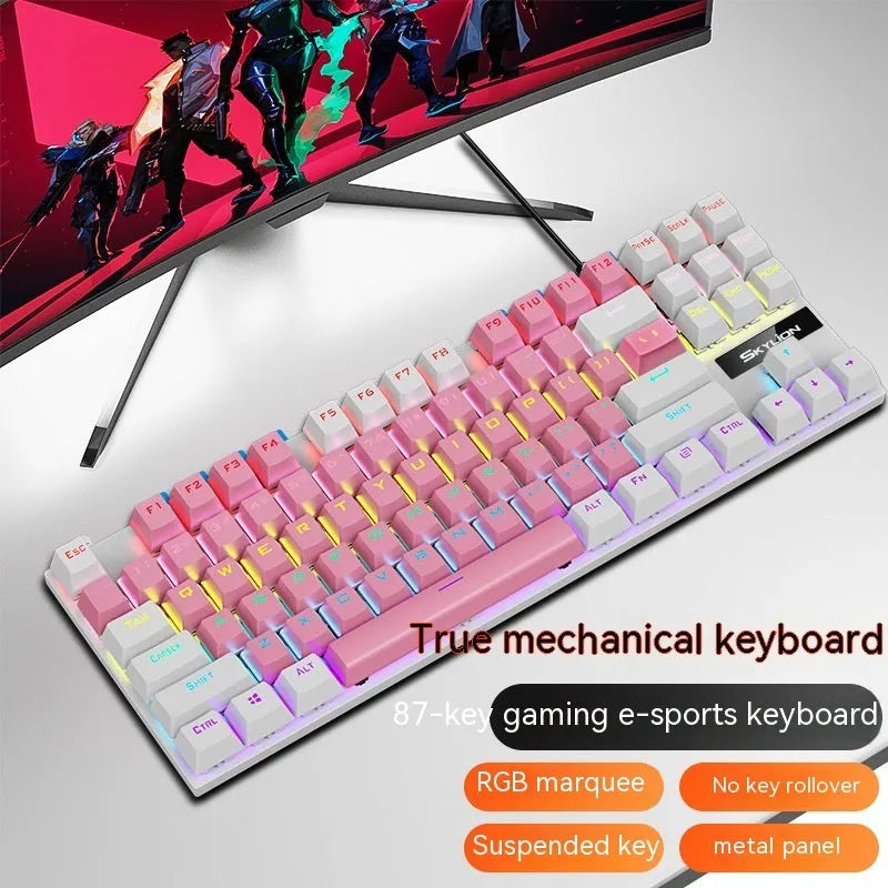 K87 mechanical keyboard with metal frame and braided USB cable in selectable colour options