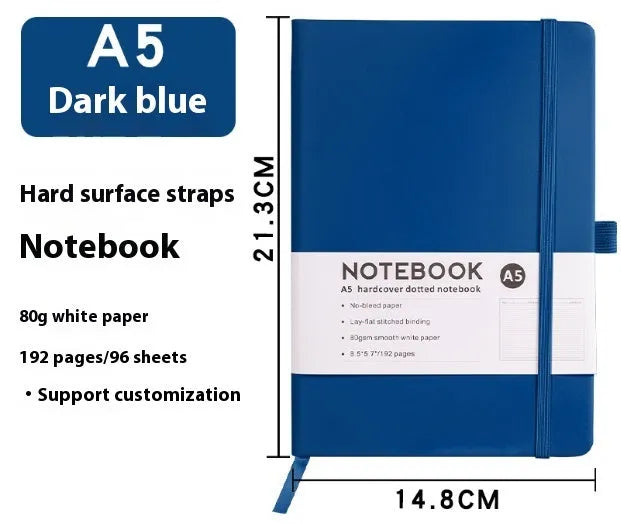 A5 PU leather strap diary with horizontal line pages in various colours including Marble Black and Skin Feeling Cyan