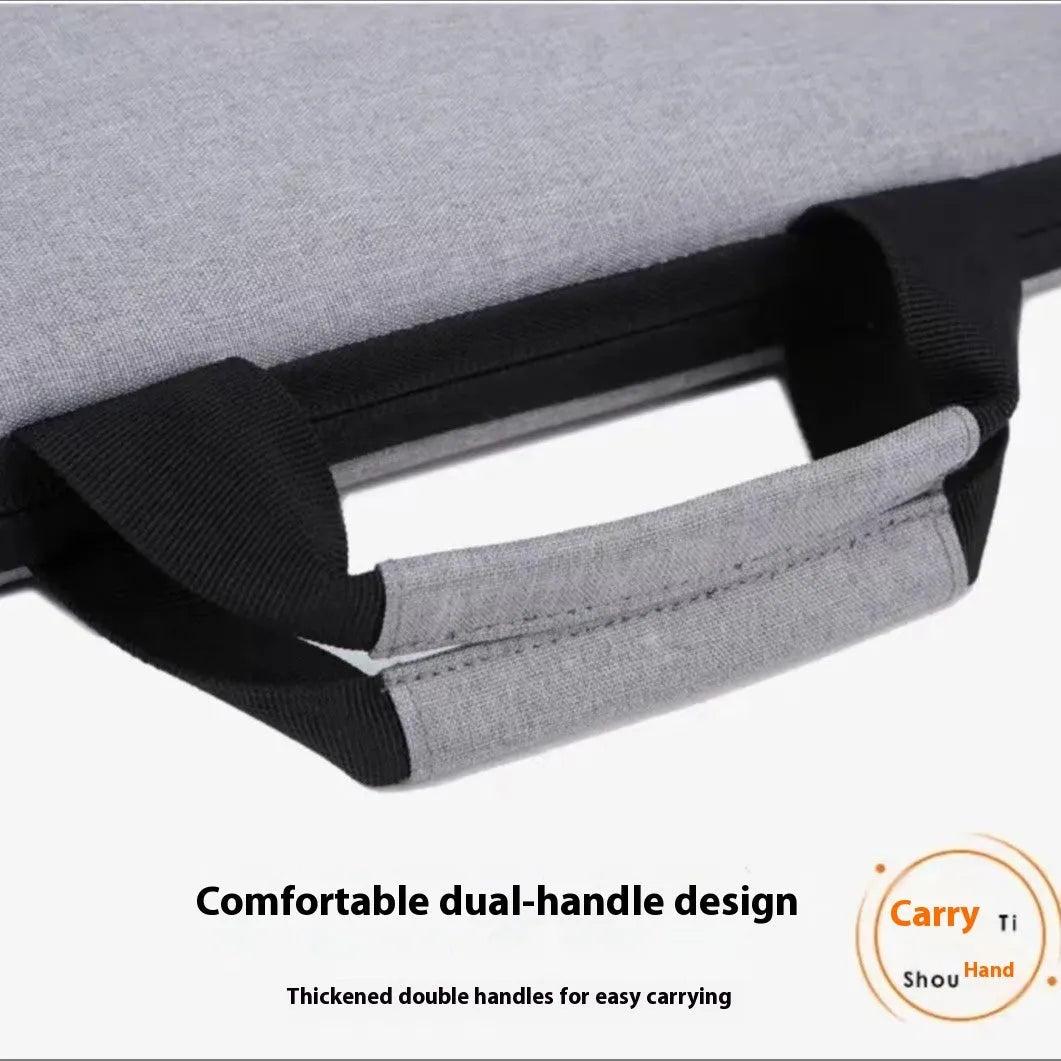Grey Oxford cloth men's laptop bag with expansion feature and polyester lining