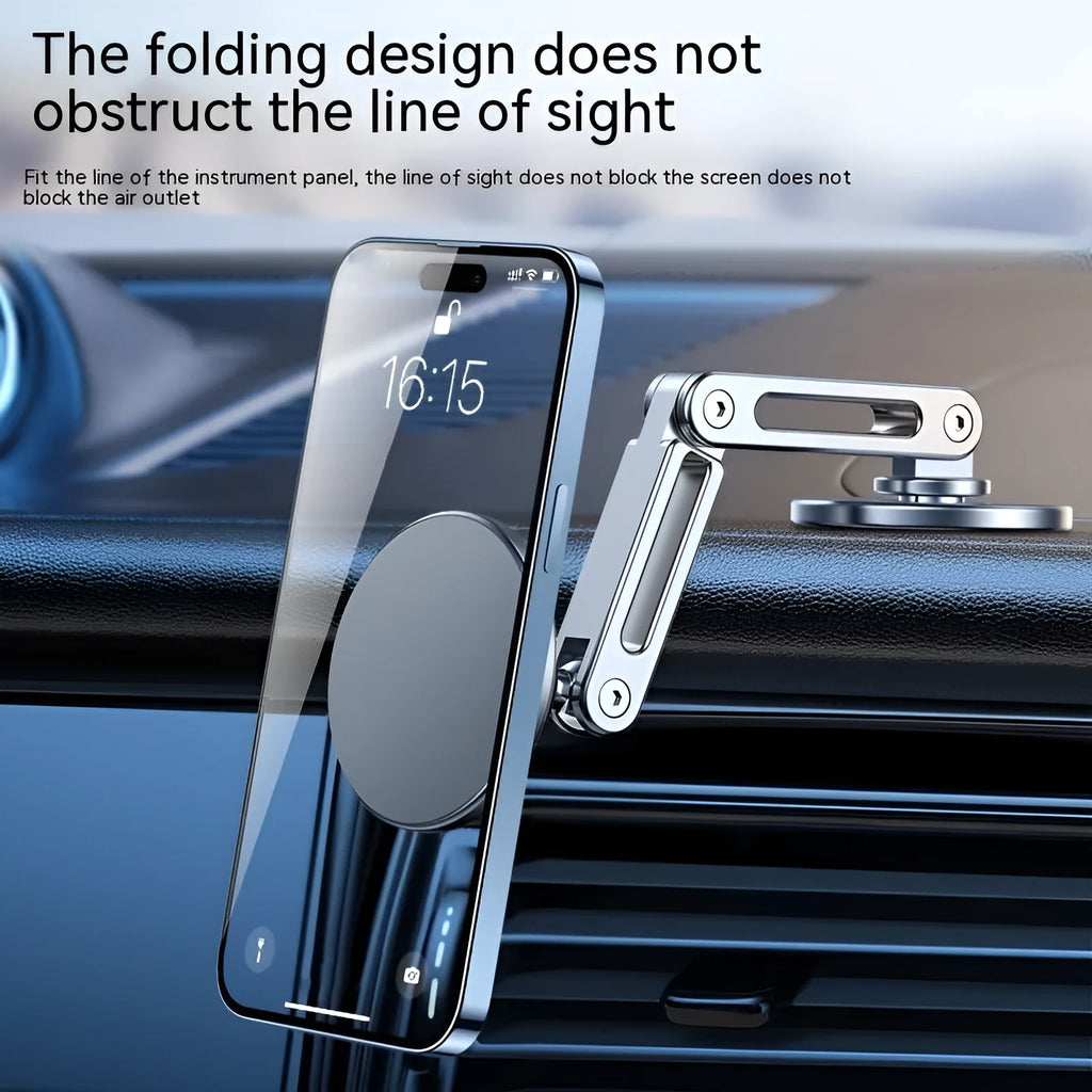 Magnetic car phone holder in moonlight silver or noble black, aluminium alloy, 360-degree rotating, 60x72x72mm