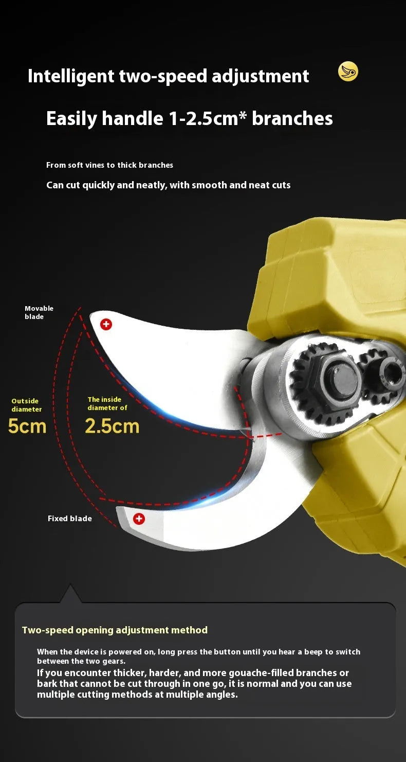 Electric pruning knife with lithium battery, brushless motor, and plastic storage box for branch cutting