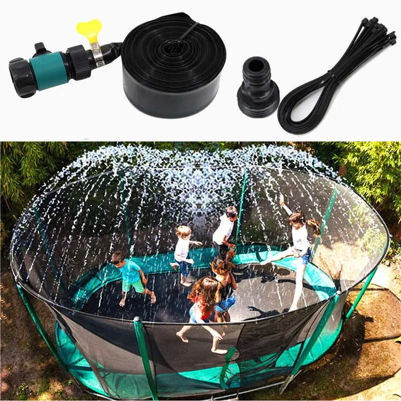 Blue portable garden sprinkler with solar water cooling feature and PVC construction for efficient irrigation