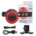 Black aluminium alloy bicycle taillight with seat tube bracket, showing 3.7V induction brake light design