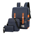 Three-piece business backpack in black with curved shoulder straps, multiple compartments, and waterproof Oxford cloth construction