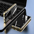 Square mirror-display power bank showing battery percentage, in choice of five colours.