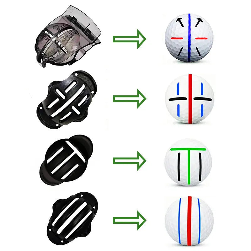 Golf scriber putter alignment tool set with 4 plastic scribers and 4 drawing pens for marking putting lines